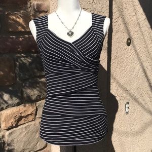 White House Black Market Striped Black & White Top